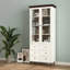 Armoire de rangement blanche en panneau de fibres à densité moyenne blanche, grands armoires de cuisine avec portes en verre et tablettes réglables, armoire de rangement autoportante pour la cuisine, le salon