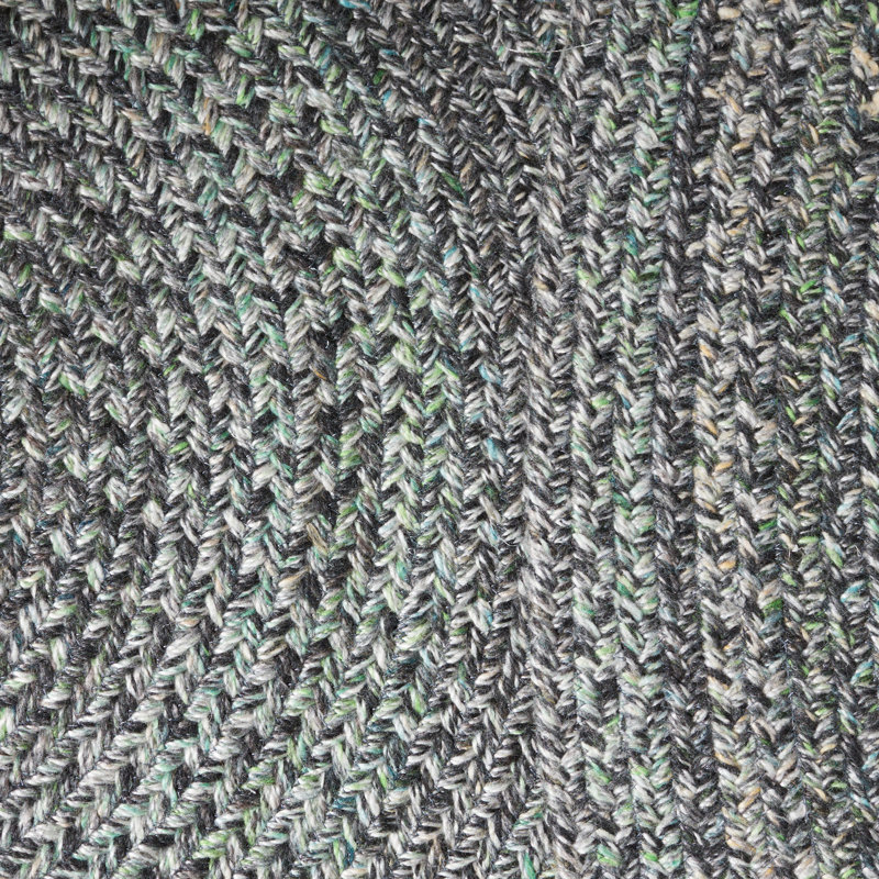 Tapis rond en polyester tissé à la main vert / gris, Rond 3 pi