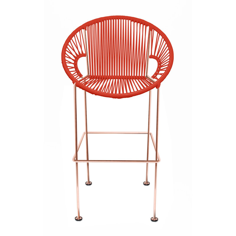 Tabouret à hauteur de comptoir fabriqué à la main Puerto, Cuivre, Rouge