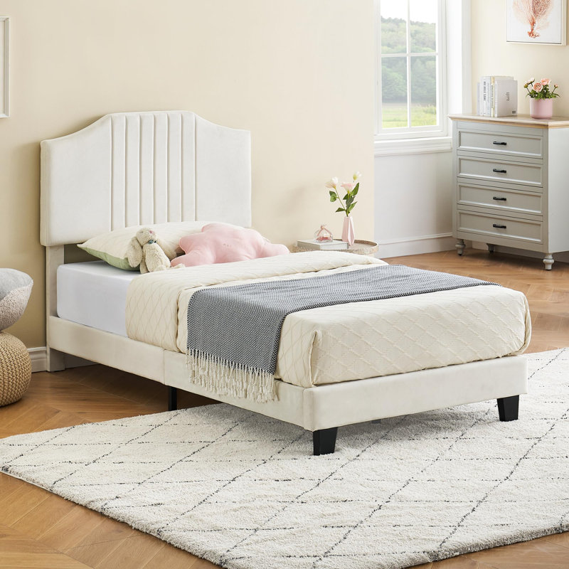 Olurotimi Upholstered Platform Bed, Beige