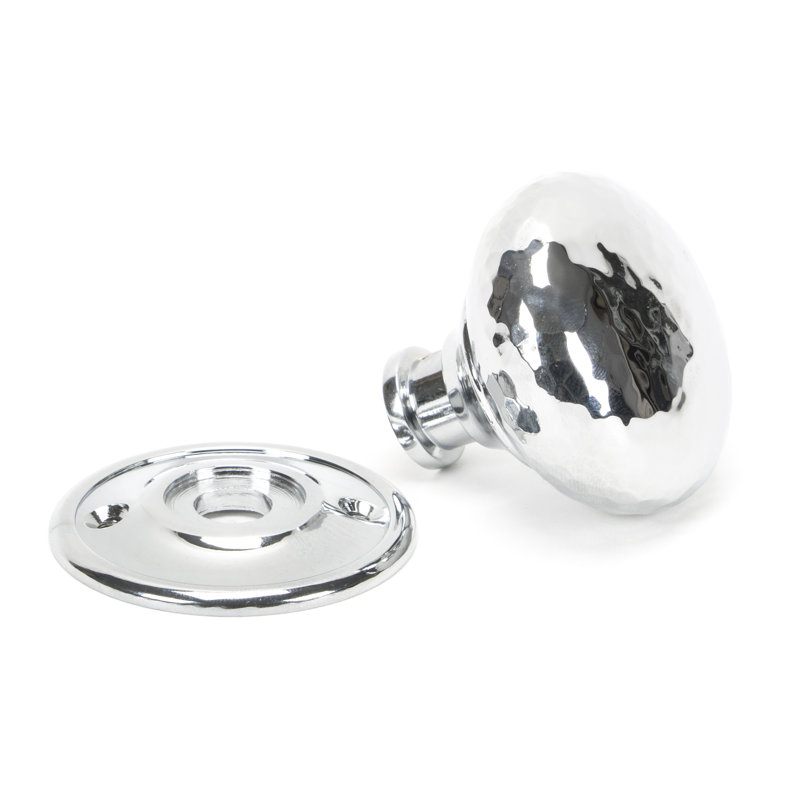 Hammered Mushroom Mortice/Rim Knob Set, Polished Chrome