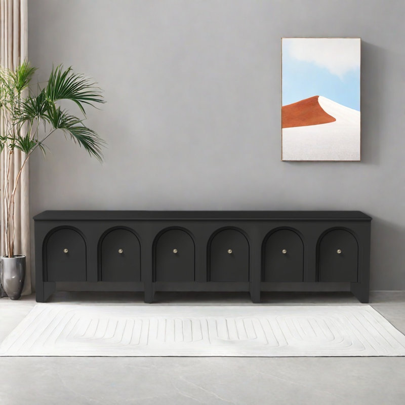 Meuble télé moderne et simple de style crème, H 21,65 po x L 78,74 po x l 15,75 po, Noir