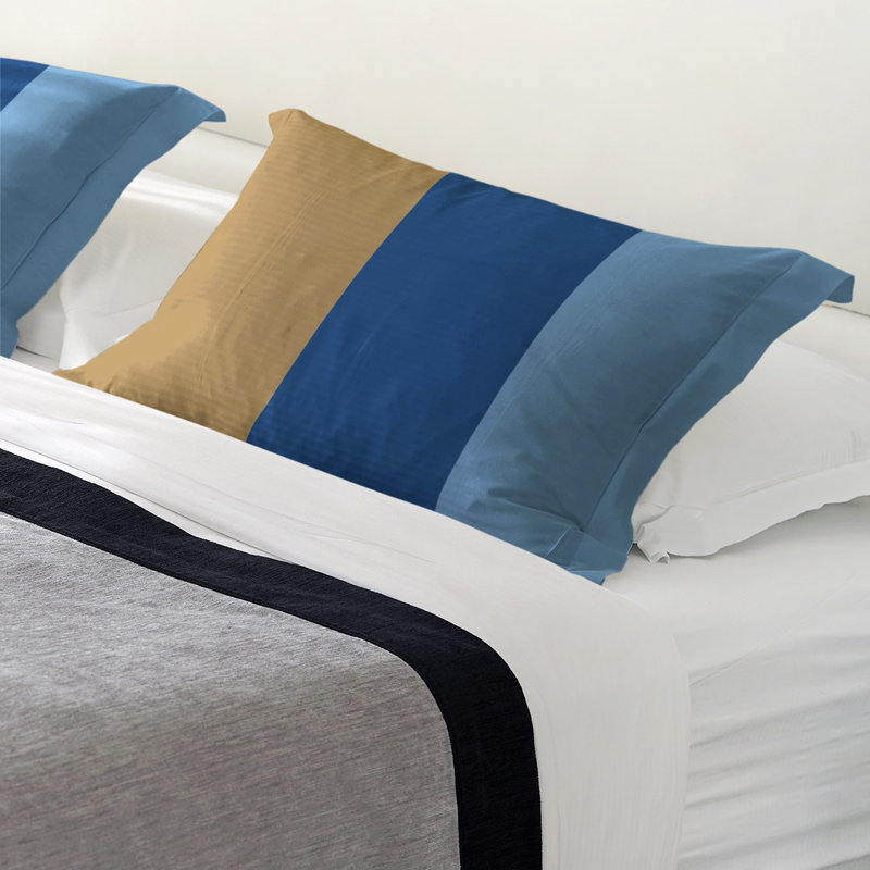 Striped Sham Set, Standard, Microfiber, Royal Blue/Powder Blue