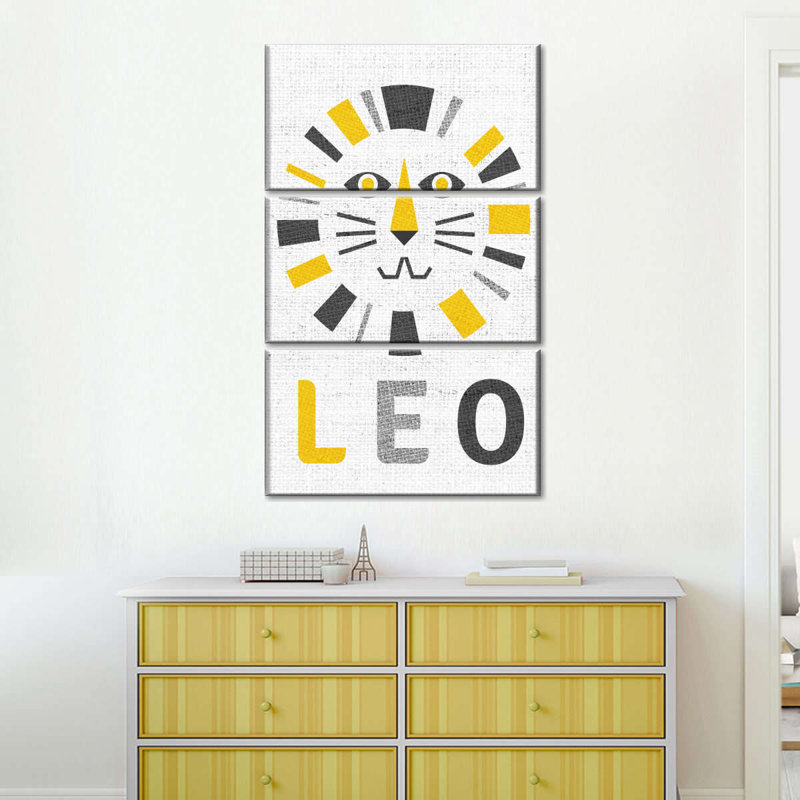 Léo zodiaque sur toile, 3 pièces, H 50 po x l 32 po x P 1,25 po