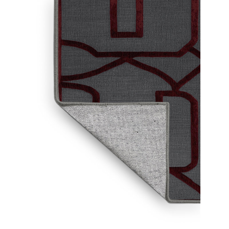Machine Washable Trellis Gray Area Rug, Round 6'
