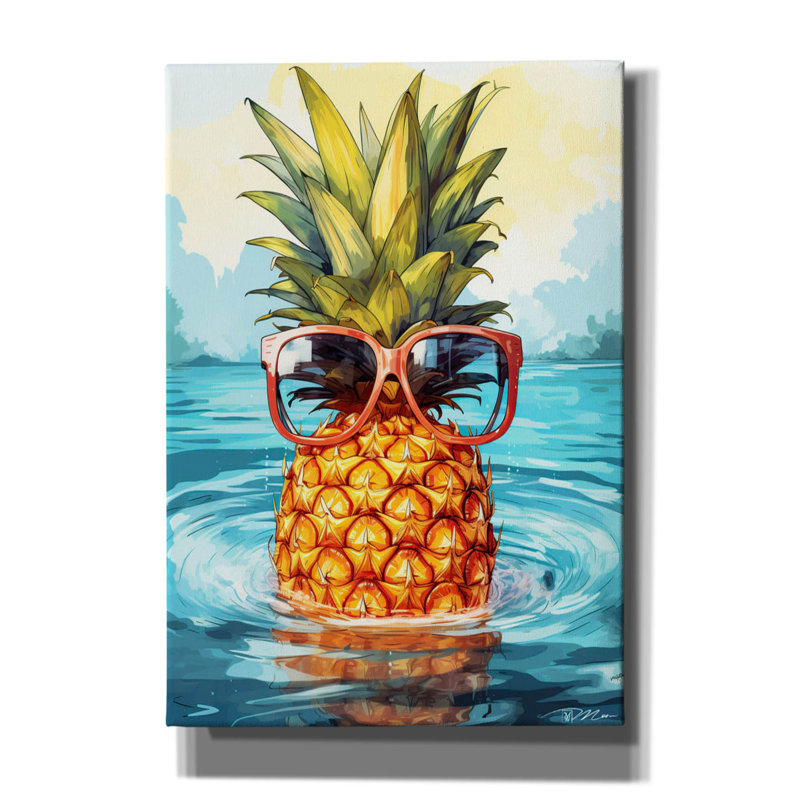 Toile épique «Summer Pineapple 1» par Momart, H 26 po x l 18 po x P 0,75 po