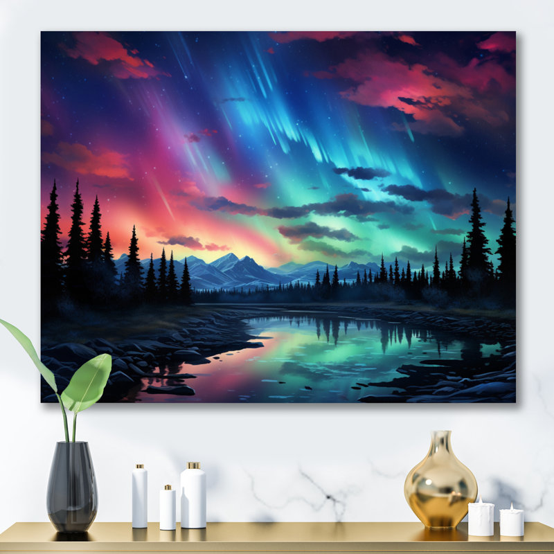 Lumière polaire Canada III sur toile, Toile tendue, H 16 po x l 32 po x P 1 po