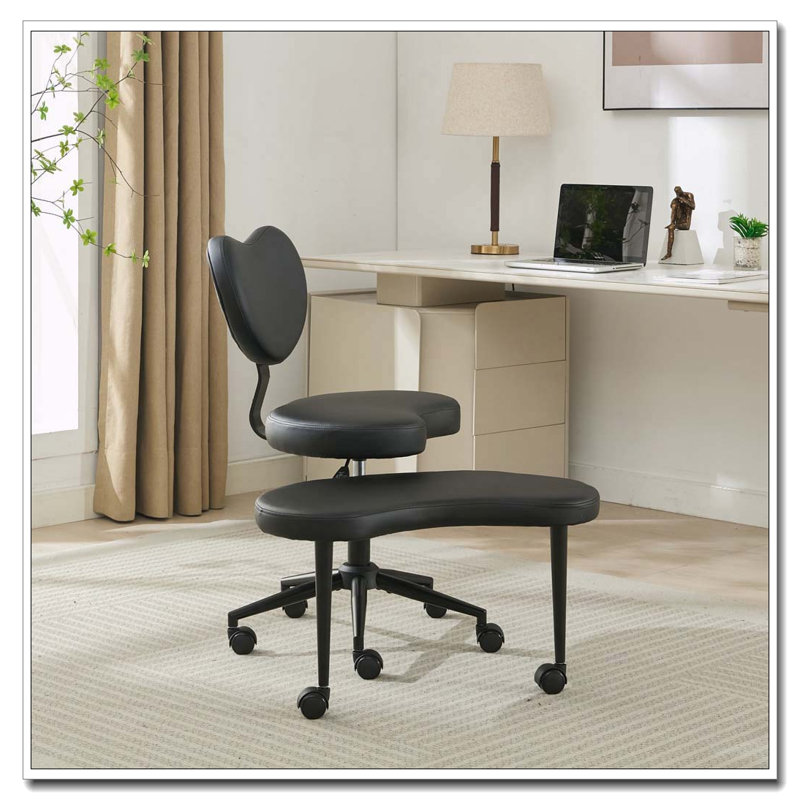 Chaise de méditation à pieds croisés avec repose-pieds pivotant à 360 °, Black
