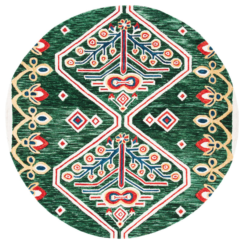 Wilstead Hand Tufted Wool Southwestern Rug, Round 7'