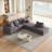 Boneless L Shaped Sectional with 6 Pillows-785336798