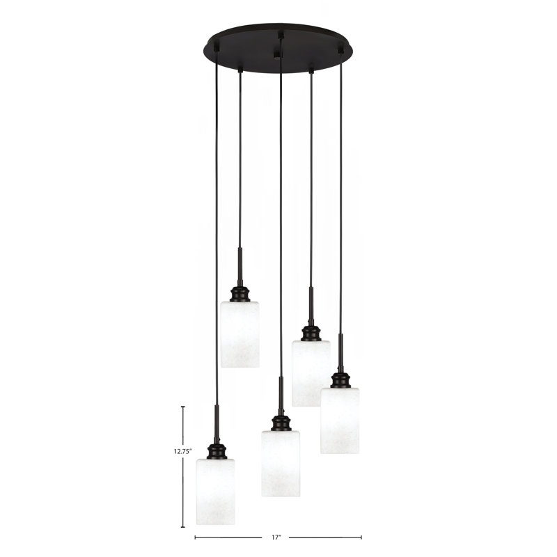 Luminaire suspendu grappe 5 lumières avec verre 4 po Edge, Espresso