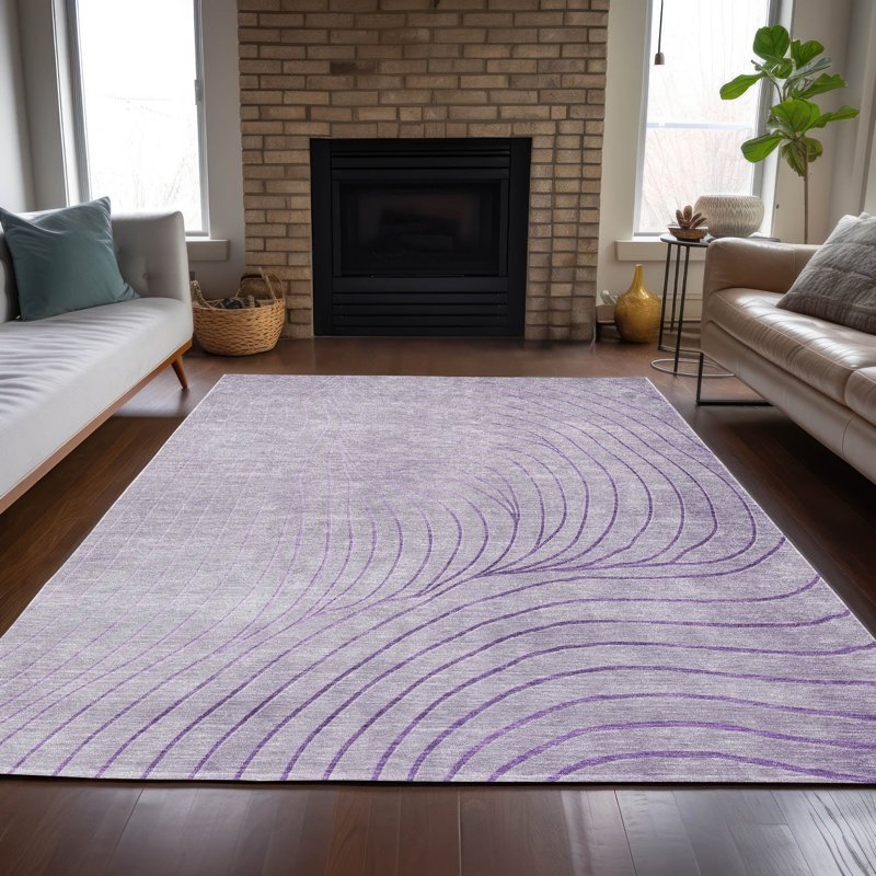 Tapis lavande lavable à la machine intérieur / extérieur Xhevrie, Rectangulaire 3 pi x 5 pi