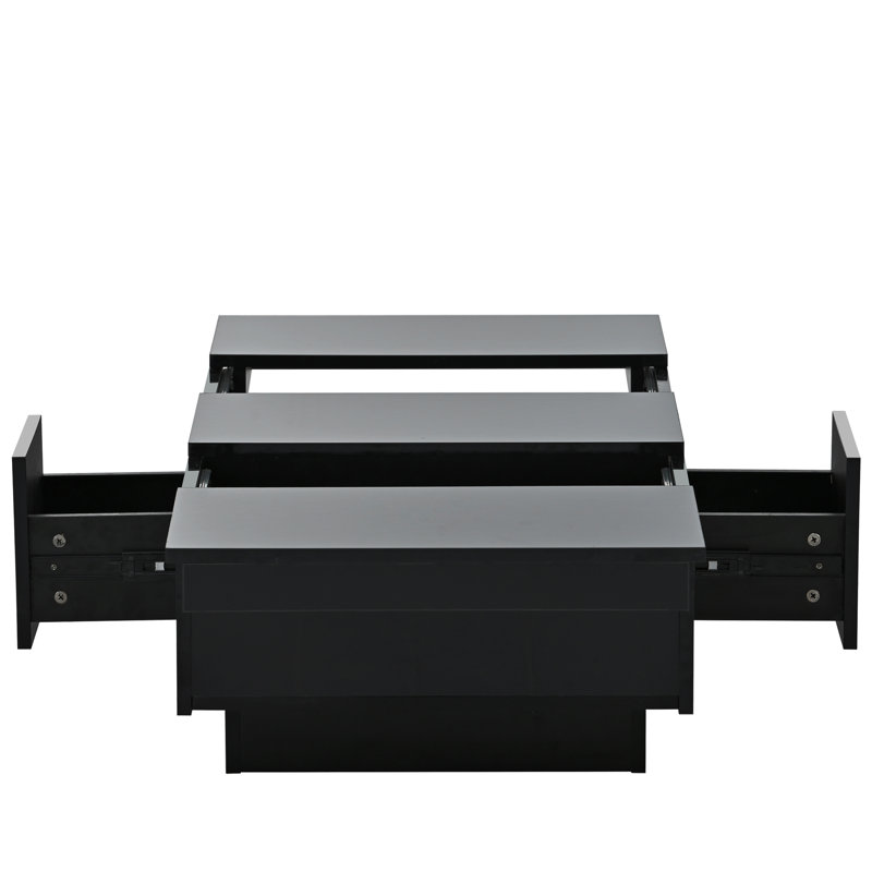 Table basse avec 2 grands compartiments de rangement cachés - extensible et élégante
