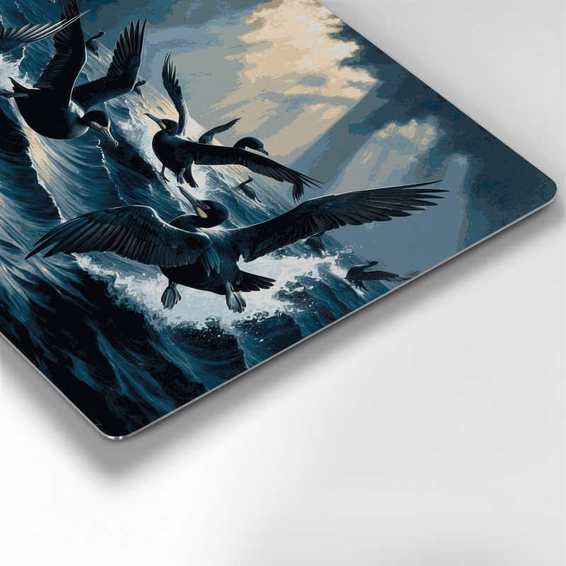 Birds Double crested Cormorant Grey Metal Wall Art, 132" H x 168" W x 0.05" D