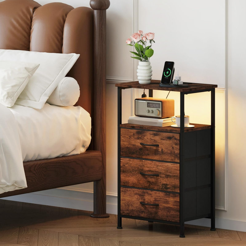 40cm W Steel Bedside Table