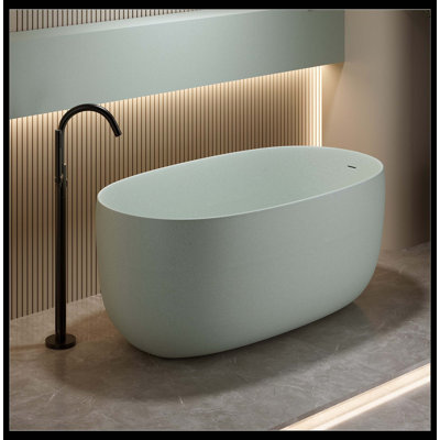 47'' Freestanding Bathtub Resin Stone Soaking Bathtub Solid Surface Modern Tubs with Overflow and Pop-up Drain
