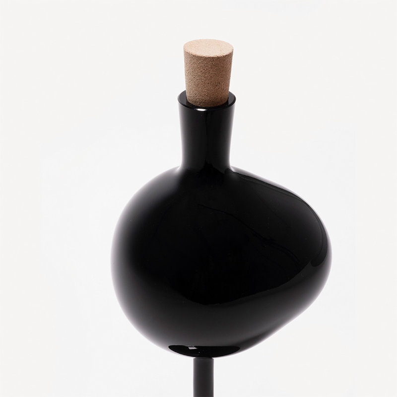 Bod Handcrafted Glass Table Vase, 12.05" H x 5.06" W x 5.06" D, Black