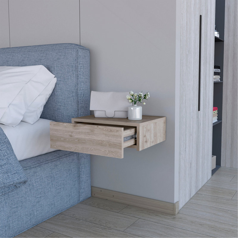 Table de chevet flottante murale gris clair, Gris clair