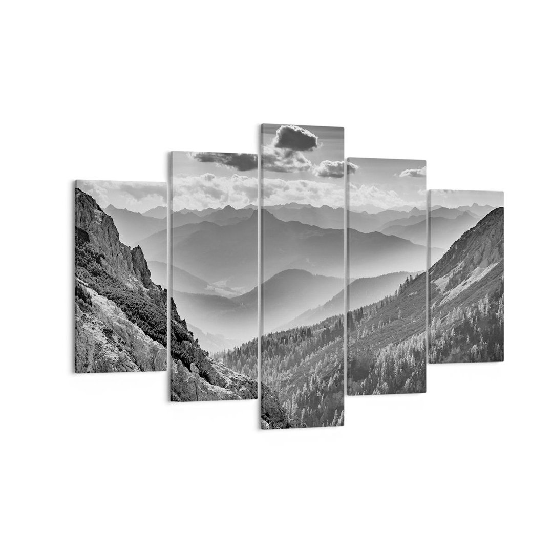 5-tlg. Leinwandbilder-Set Black and White Landscape Mountains