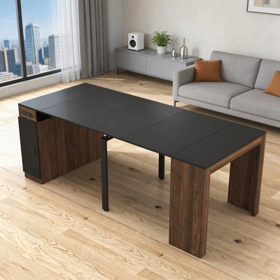 Table de salle à manger extensible, console pliante Transformer pour 2 à 10 personnes, table de salle à manger peu encombrante pour appartements et maisons, noyer