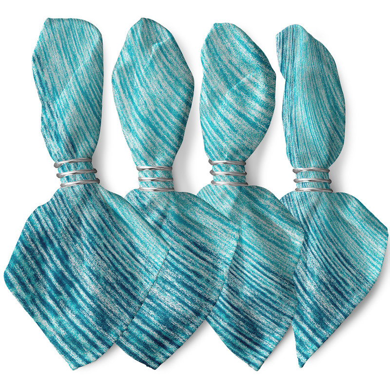 Vannie Polyester Abstract Square Napkin, Teal