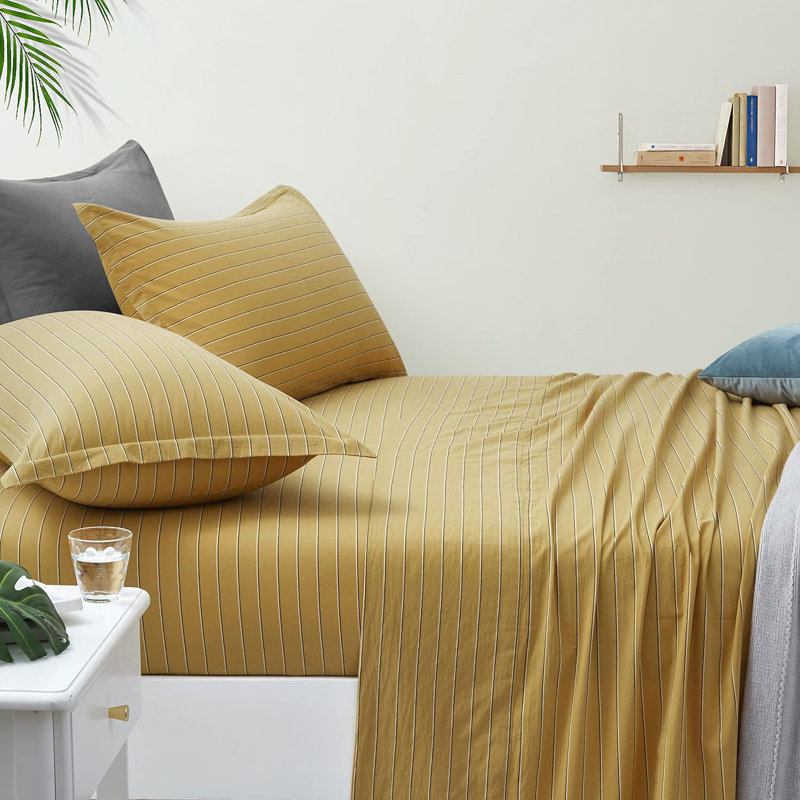 Ensemble de draps-housse 4 pièces Dorella, Ensemble de draps pour très grand lit + un drap-h, Ocre