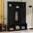All-In-One Hall Tree With Adjustable Shelves, Classic Arched Storage Bench With Dual Side Cabinets, 7 Hooks-580140669