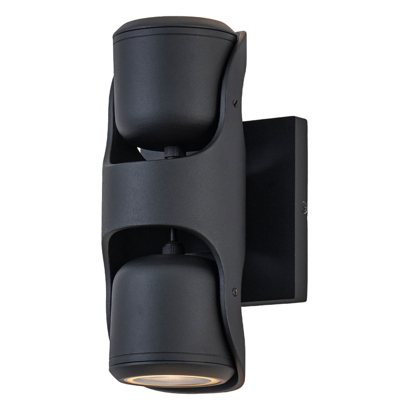 Modern Up Down Outdoor Wall Light Sconce, Adjustable Spotlight Fixture IP54 Waterproof for Bathroom Porch Garage, 2xGU10 LED Compatible, Matte Black Metal, ETL Certified