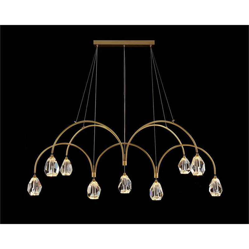 Lustre en cristal facetté à neuf lumières