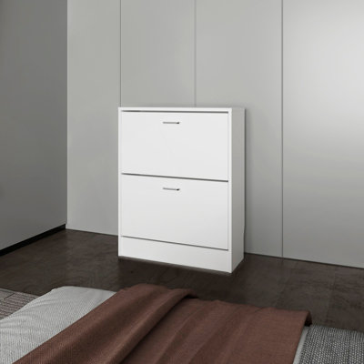 Range-chaussures blanc avec 2 portes basculantes