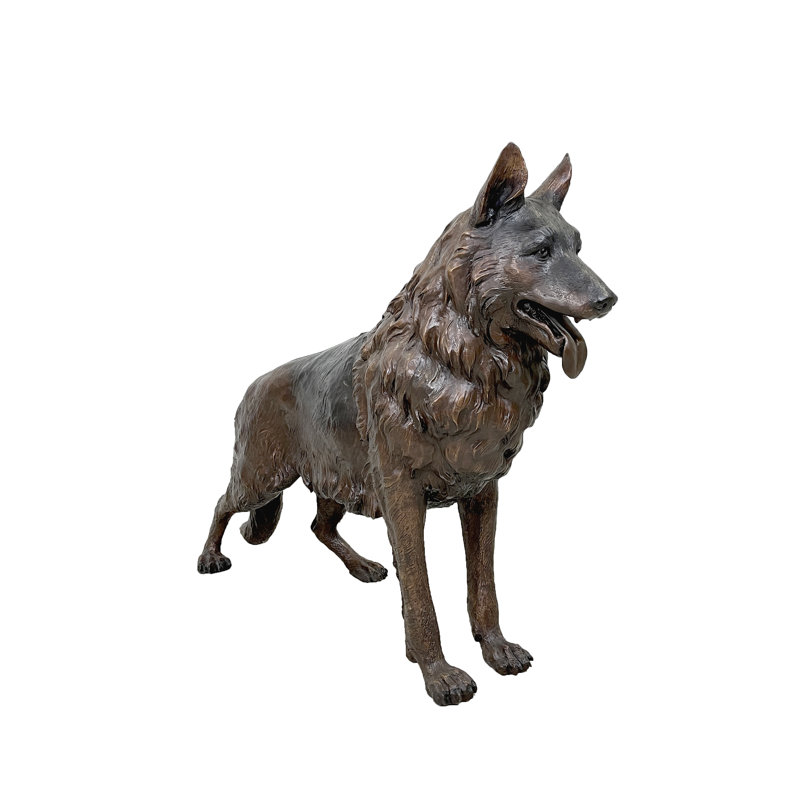 Dog German Shepherd Bronze Garden Statue
