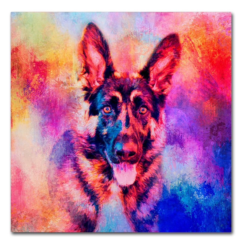 Vidur «Jazzy German Shepherd», reproduction sur toile tendue, H 18 po x l 18 po