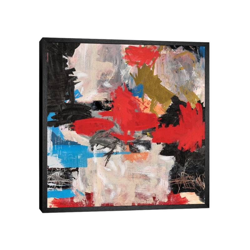 Abstract Expressionism 1 Piece Painting on Canvas, 93.98cm H x 93.98cm W x 3.81cm D, Black Framed