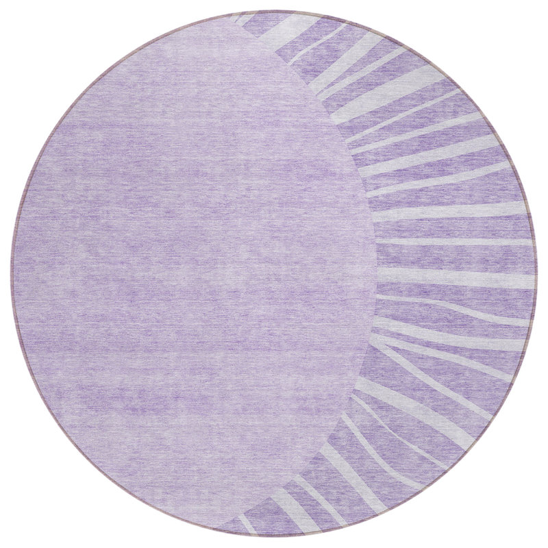 Tapis rond lavable et mauve 8 po