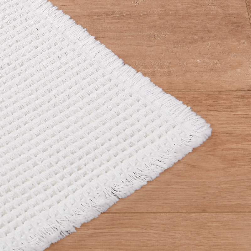 Lucky Brand Taylor Solid Waffle Weave Bath Rug Set, White