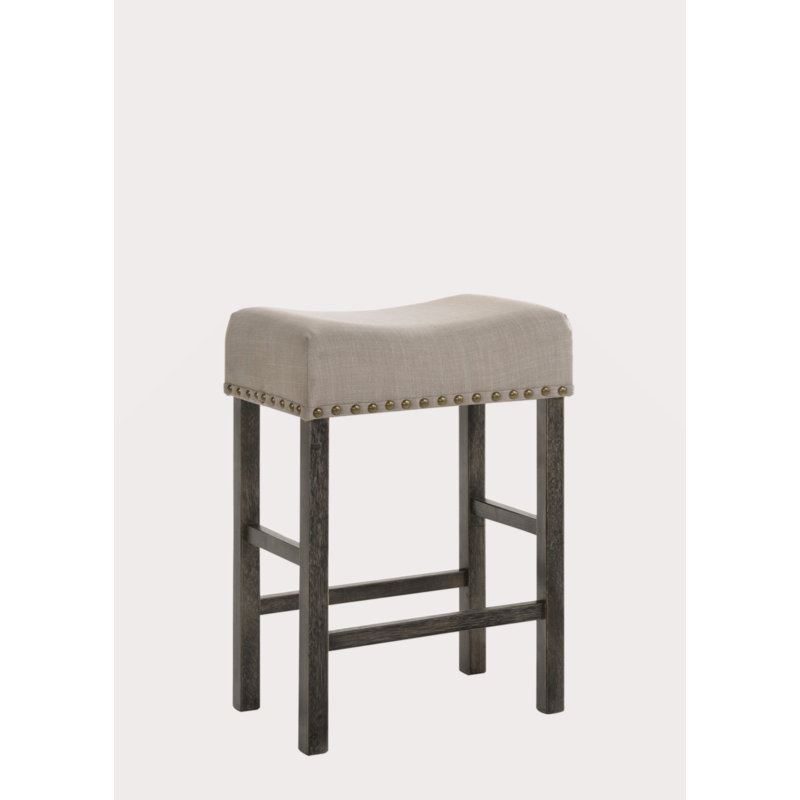 Tabouret à hauteur de comptoir Martha II en lin brun clair et gris vieilli (ensemble de 2)