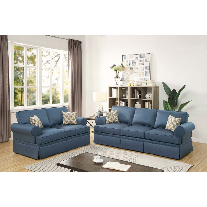 Ensemble de canapé 2 pièces avec canapé et causeuse Mobilier de salon bleu