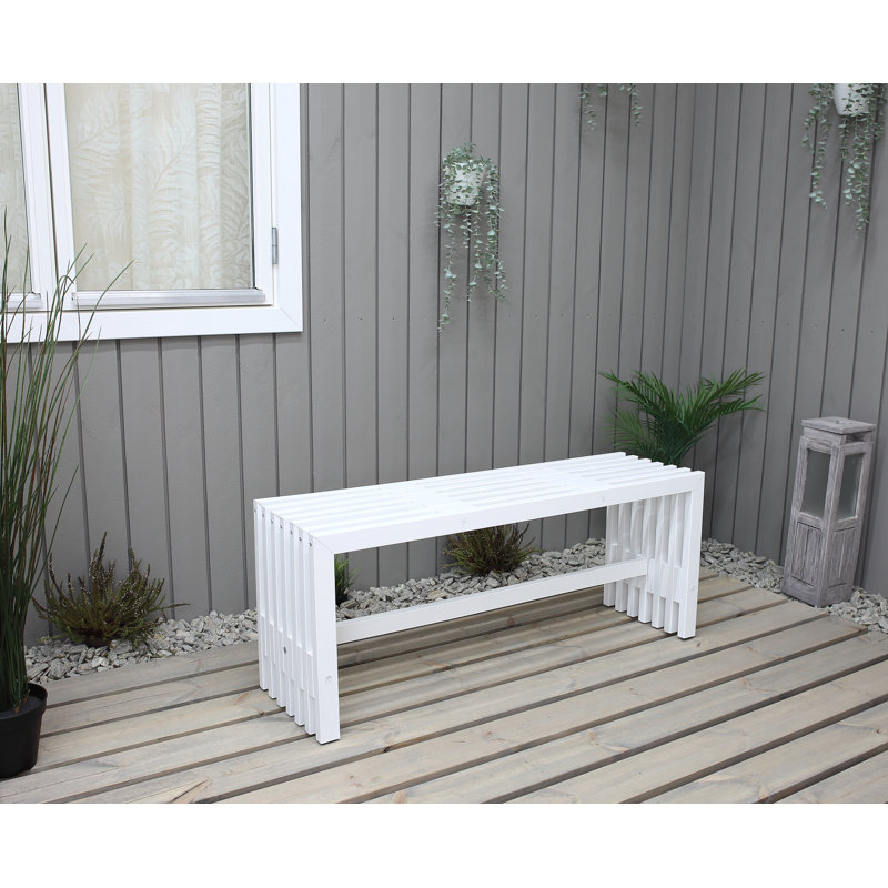 Arlinna Solid Wood Pine Outdoor Bench, White