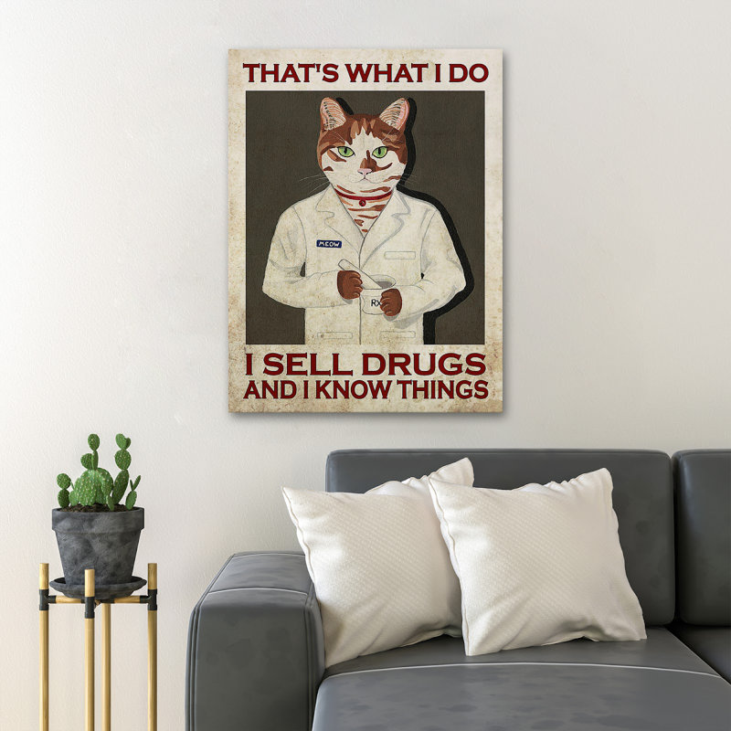" Cat Pharmacist In Blouse ", 36" H x 24" W x 2" D