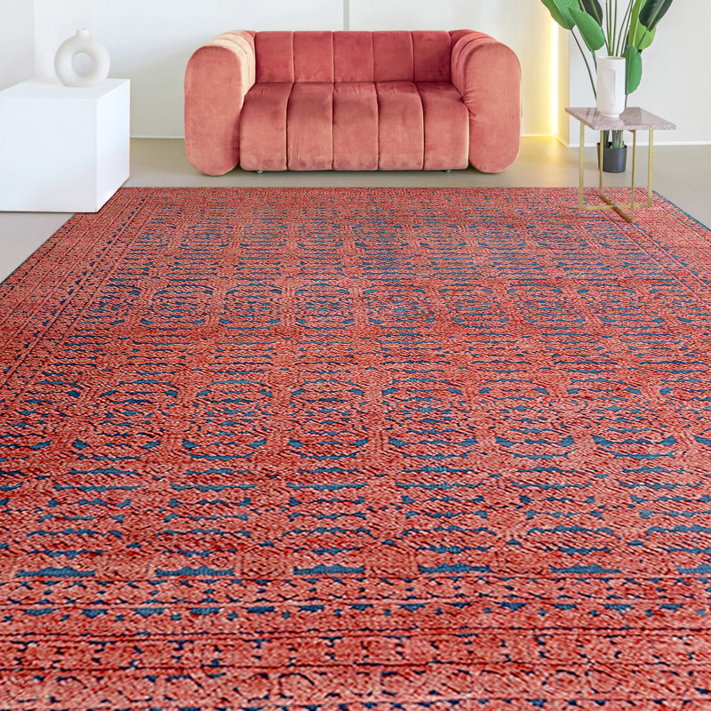 Wool Geometric Area Rug in Charcoal, Rectangle 8' x 10'