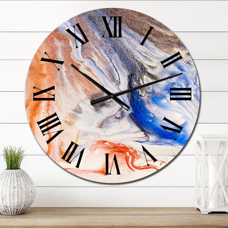 Horloge murale orange et bleue, Petit