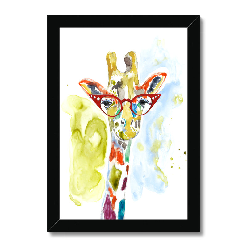 Smarty-Pants Giraffe by Jennifer Goldberger - Painting, Black Framed Paper Print, 80cm H x 55cm W