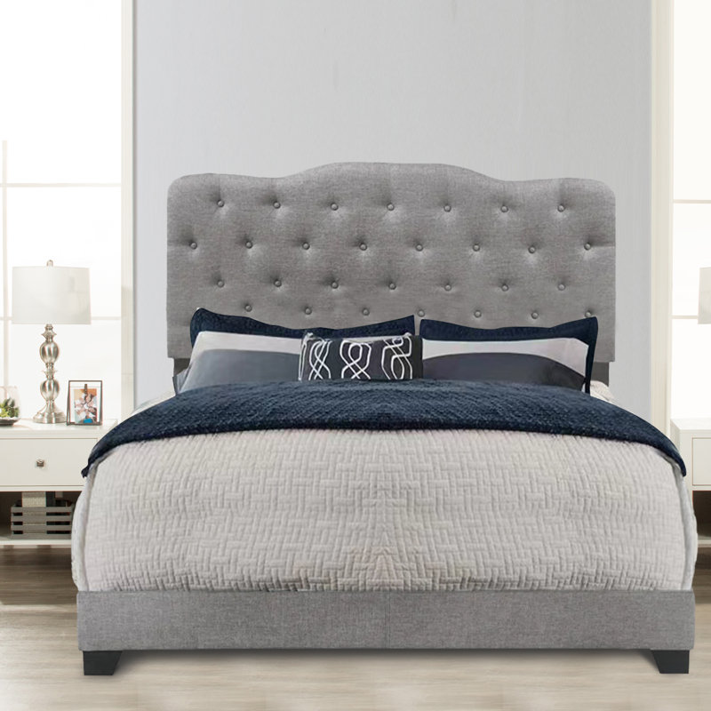 Caliopia Upholstered Standard Bed, Gray, King