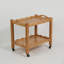 Table d'appoint roulante en bois d'hévéa massif, 2 niveaux avec roues verrouillables et plateau amovible, robuste et durable pour chariot de bar, table de chevet, table de bout, table de canapé