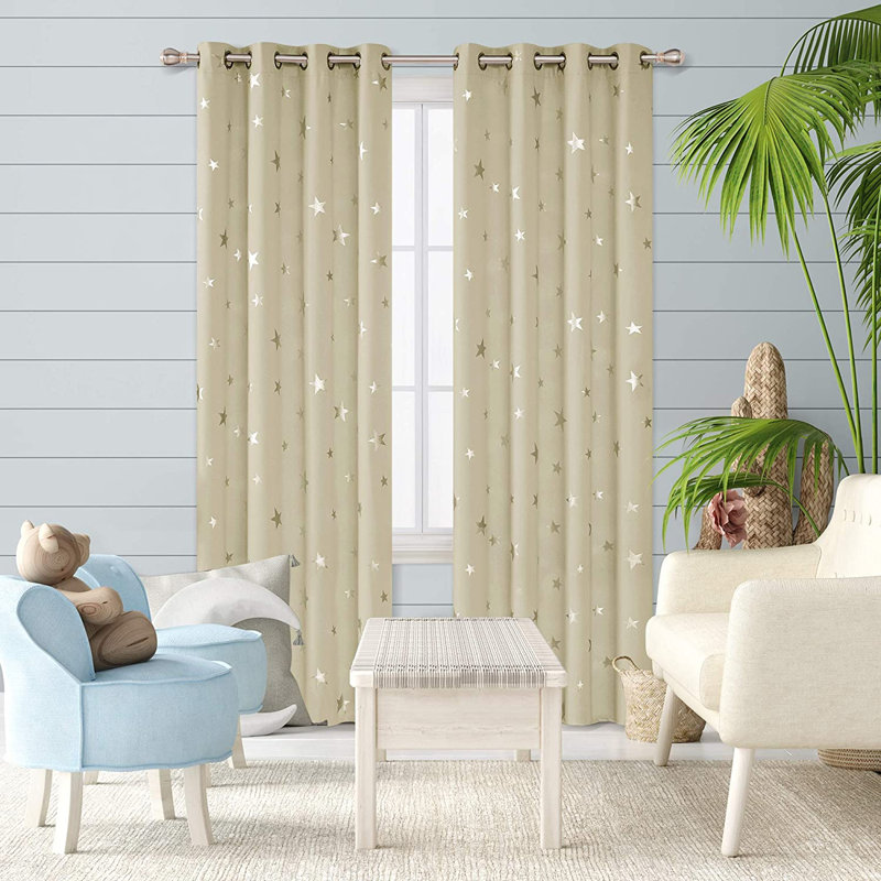 Blackout Curtain Pair, 132 W x 214 D cm, Beige