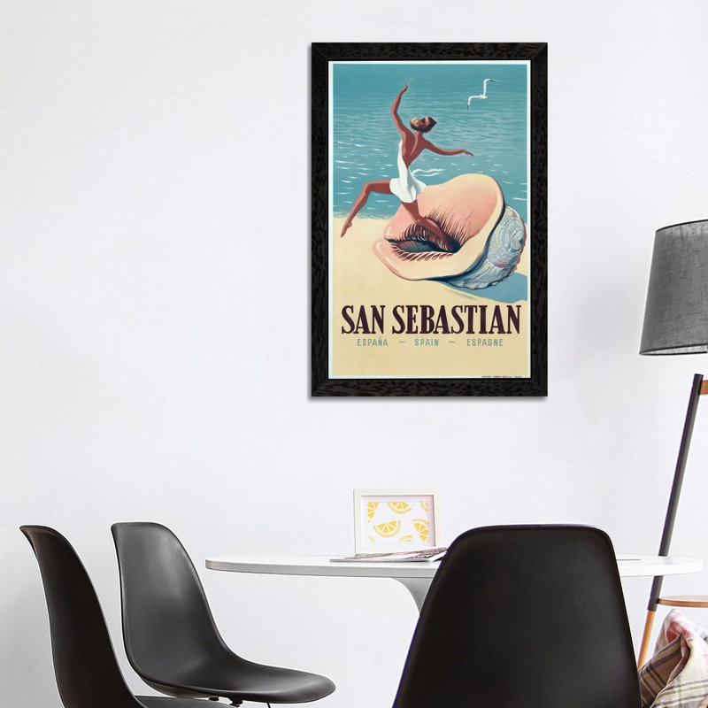San Sebastian by Vintage Apple Collection - Print on Canvas, 101.6 cm H x 66.04 cm W, Black Floater Framed