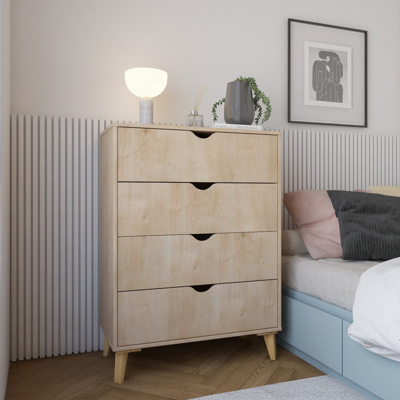 Jasmond 30'' W 4 - Drawer Dresser, Natural Wood