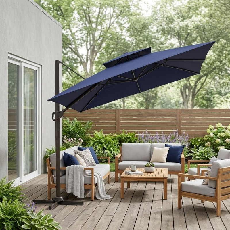 Parasol carré Haru, H 14,96 po x l 132 po x P 132 po, Marine