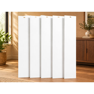 Lames de rechange blanches en PVC pour stores verticaux, 82,5 po x 3,5 po, de forme courbée et lisse, vendues en paquet de 5.