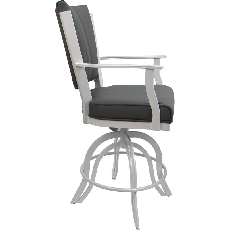 Tabouret de comptoir pivotant en cuir en métal - Siège de 26 po, Gris / Blanc